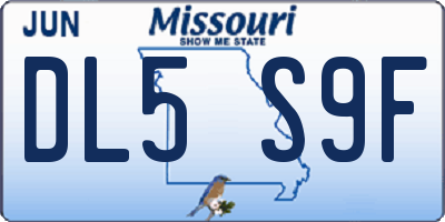 MO license plate DL5S9F
