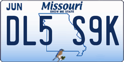 MO license plate DL5S9K