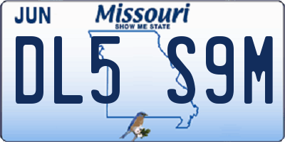 MO license plate DL5S9M