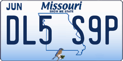 MO license plate DL5S9P