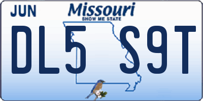 MO license plate DL5S9T