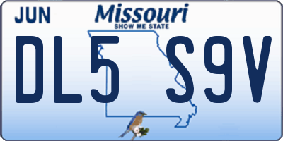 MO license plate DL5S9V