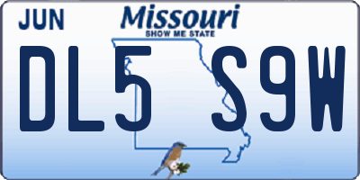 MO license plate DL5S9W