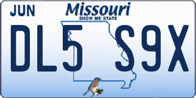 MO license plate DL5S9X