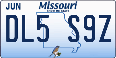 MO license plate DL5S9Z