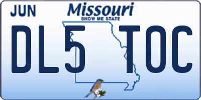 MO license plate DL5T0C