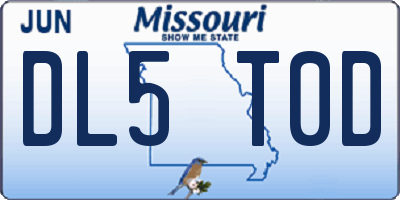 MO license plate DL5T0D