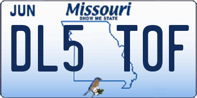 MO license plate DL5T0F