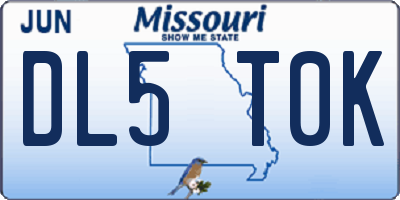 MO license plate DL5T0K