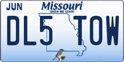 MO license plate DL5T0W