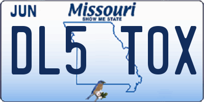 MO license plate DL5T0X