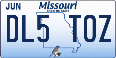 MO license plate DL5T0Z