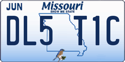 MO license plate DL5T1C