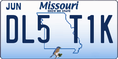 MO license plate DL5T1K