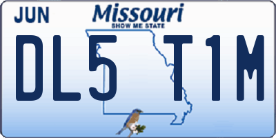 MO license plate DL5T1M