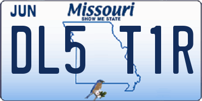 MO license plate DL5T1R