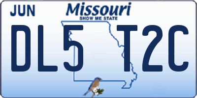 MO license plate DL5T2C