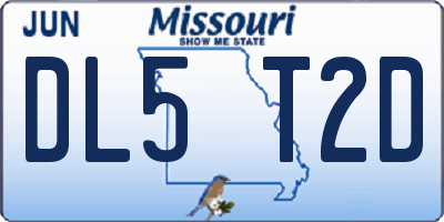 MO license plate DL5T2D