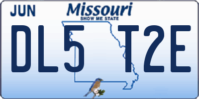 MO license plate DL5T2E