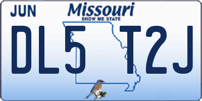 MO license plate DL5T2J