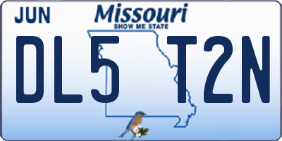 MO license plate DL5T2N