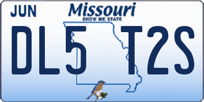 MO license plate DL5T2S