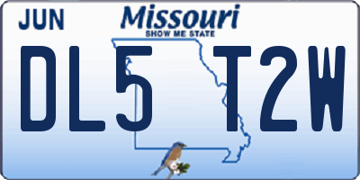 MO license plate DL5T2W