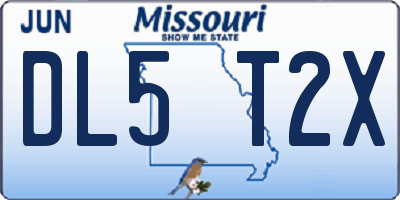 MO license plate DL5T2X
