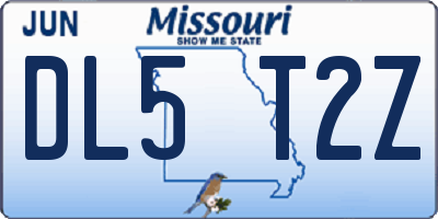 MO license plate DL5T2Z