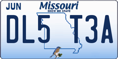 MO license plate DL5T3A