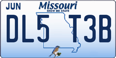 MO license plate DL5T3B