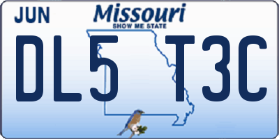 MO license plate DL5T3C
