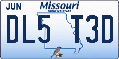 MO license plate DL5T3D