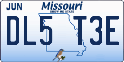 MO license plate DL5T3E