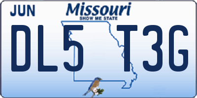 MO license plate DL5T3G