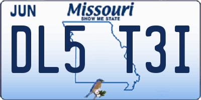MO license plate DL5T3I