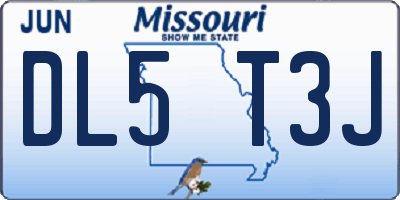 MO license plate DL5T3J