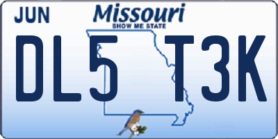 MO license plate DL5T3K