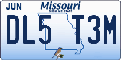 MO license plate DL5T3M