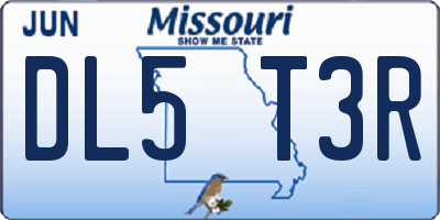 MO license plate DL5T3R