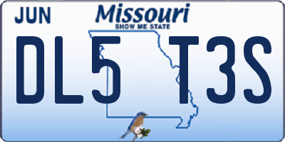 MO license plate DL5T3S