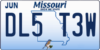 MO license plate DL5T3W