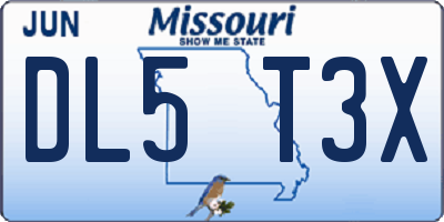 MO license plate DL5T3X