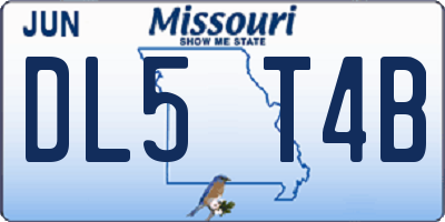 MO license plate DL5T4B
