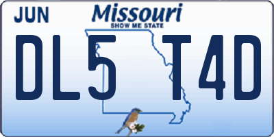 MO license plate DL5T4D
