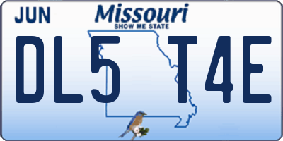 MO license plate DL5T4E