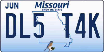 MO license plate DL5T4K