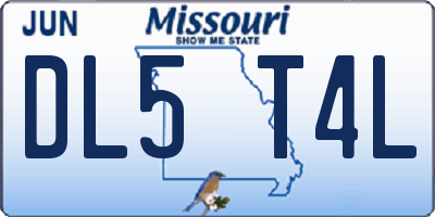 MO license plate DL5T4L