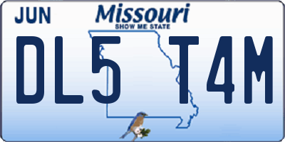 MO license plate DL5T4M