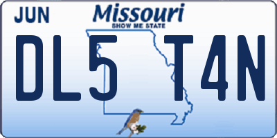 MO license plate DL5T4N